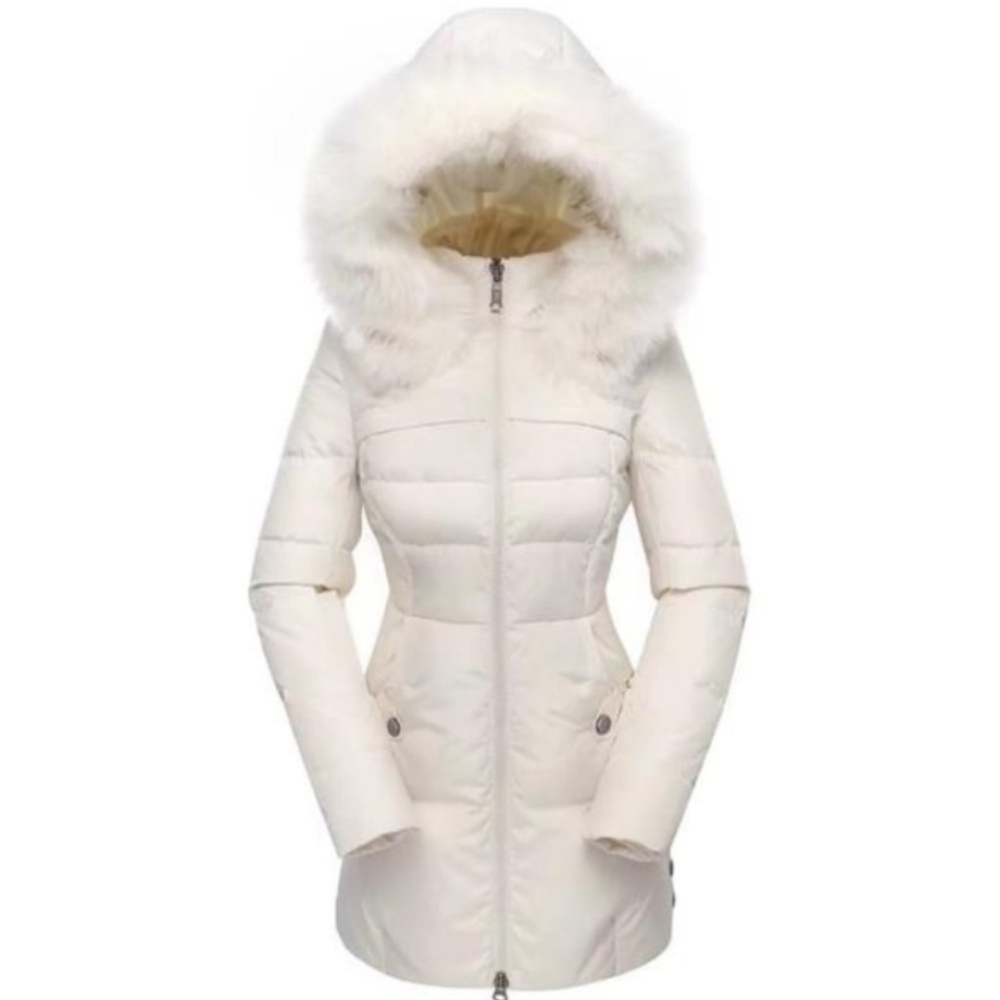Women's Down Coat With Fur Hood With 90% Down Parka Puffer Jacket Large
